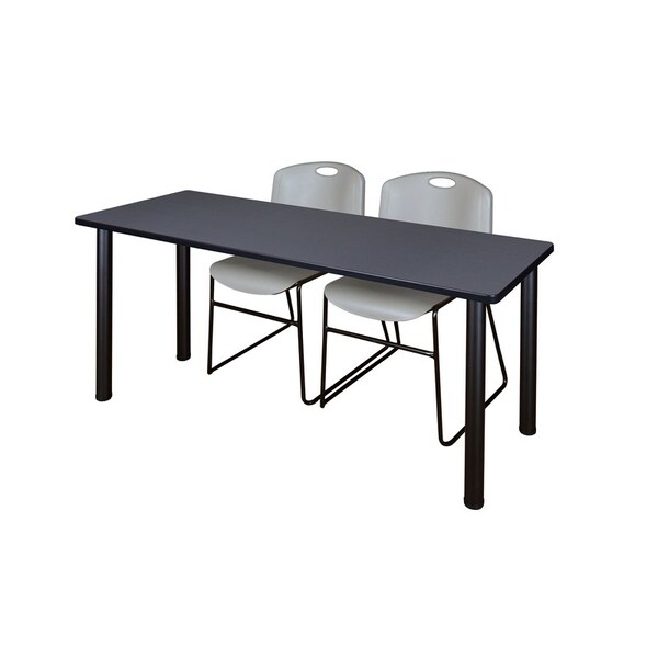 Kee Rectangle Tables > Training Tables > Kee Table & Chair Sets, 66 W, 24 L, 29 H, Grey - MT6624GYBPBK44GY
