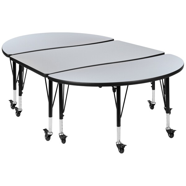 Flash Furniture Oval 47.5 W, 76 L, 25 H, Chrome, Laminate, Particleboard, Steel, Grey - XU-GRP-A3048CON-48-GY-T-P-CAS-GG