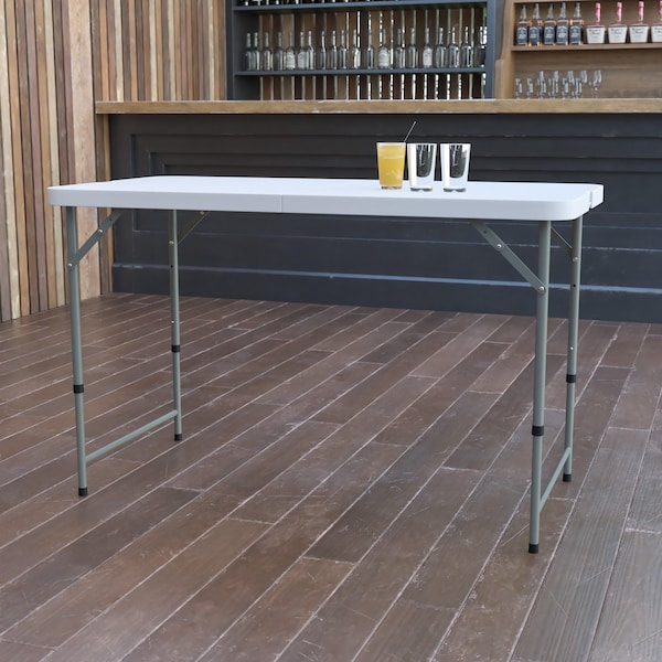 Flash Furniture 23.75 W, 47.75 L, 29.25 H, Metal, Plastic, Plastic: Polyethylene Top, Granite White - 5-DAD-YCZ-122Z-2-GG