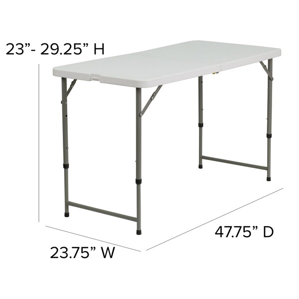 Flash Furniture 23.75 W, 47.75 L, 29.25 H, Metal, Plastic, Plastic: Polyethylene Top, Granite White - 5-DAD-YCZ-122Z-2-GG