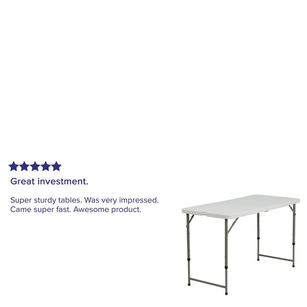 Flash Furniture 23.75 W, 47.75 L, 29.25 H, Metal, Plastic, Plastic: Polyethylene Top, Granite White - 5-DAD-YCZ-122Z-2-GG
