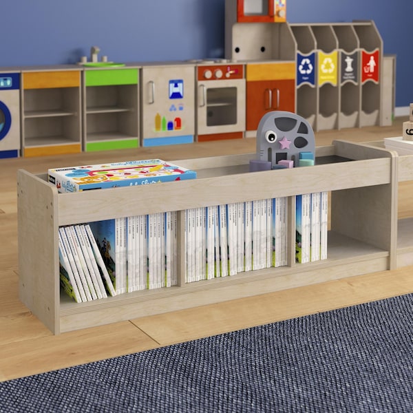 Flash Furniture Bright Beginnings Commercial Modular Wooden Classroom 2 Sided, 3 Section, Natural - MK-KE24596-GG