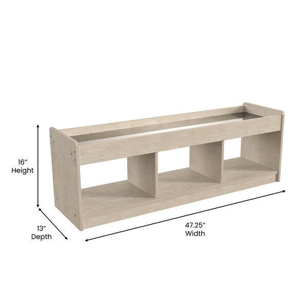 Flash Furniture Bright Beginnings Commercial Modular Wooden Classroom 2 Sided, 3 Section, Natural - MK-KE24596-GG