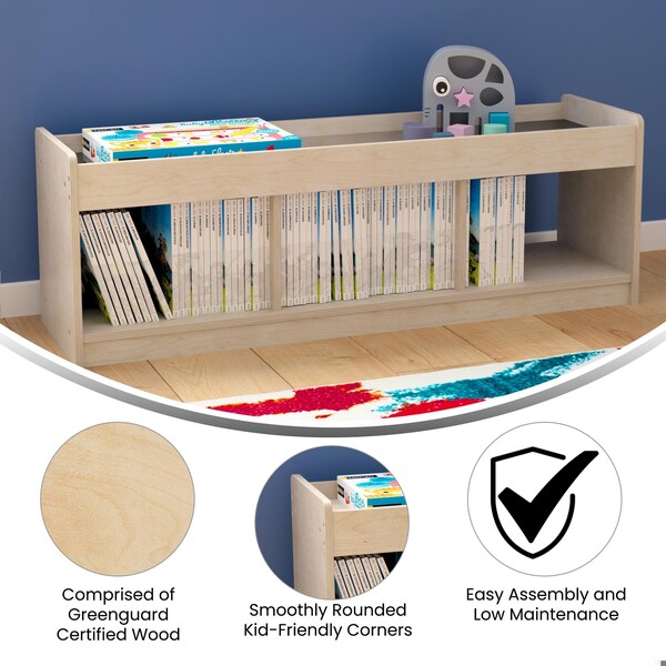 Flash Furniture Bright Beginnings Commercial Modular Wooden Classroom 2 Sided, 3 Section, Natural - MK-KE24596-GG