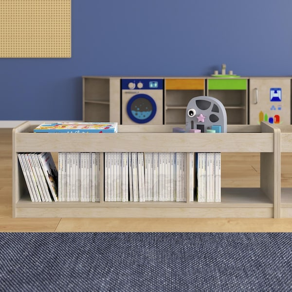 Flash Furniture Bright Beginnings Commercial Modular Wooden Classroom 2 Sided, 3 Section, Natural - MK-KE24596-GG