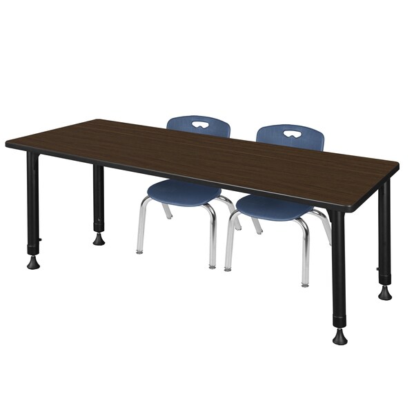 Regency Kee Adjustable Classroom Table W/ 2 Andy Stack Chairs, 72 in W, 30 in L, Neo Walnut - MT7230NWAPBK45NV
