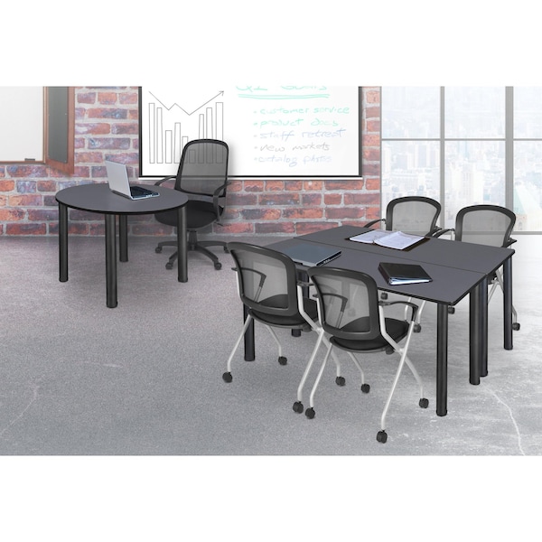 Kee Rectangle Tables > Training Tables > Kee Table & Chair Sets, 66 W, 24 L, 29 H, Grey - MT6624GYBPBK23BK