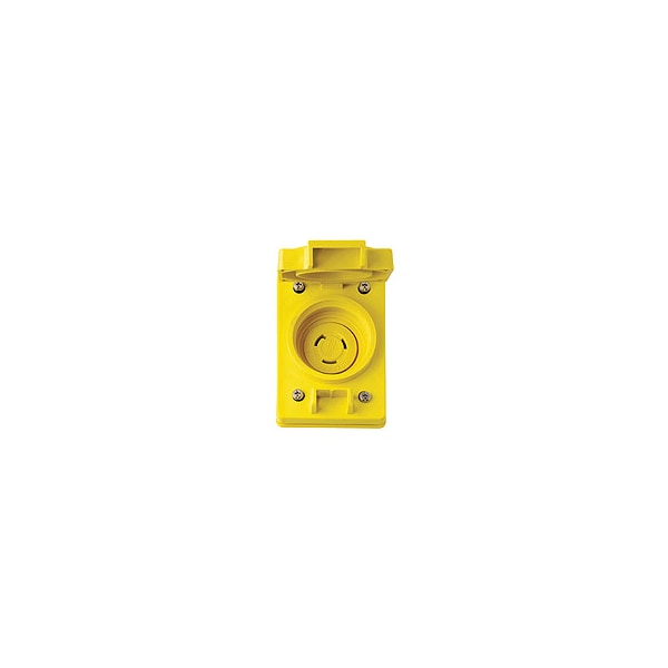 Receptáculo con bloqueo de 20A, 2 polos, 3 cables, 125Vac L5-20R Yl - 67W47