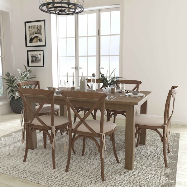Flash Furniture Rectangle Antique Farm Table, 40" W, 84" L, 30" H, Wood Top, Wood Grain - XA-FARM-9-GG