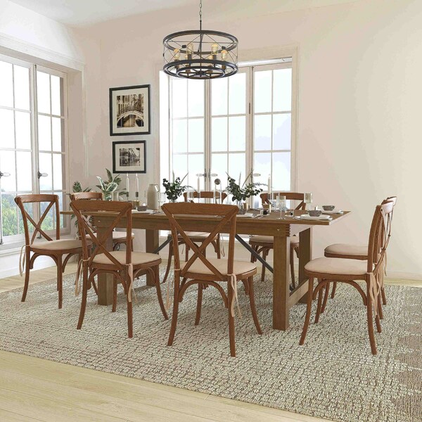 Flash Furniture Rectangle Antique Farm Table, 40" W, 84" L, 30" H, Wood Top, Wood Grain - XA-FARM-10-GG