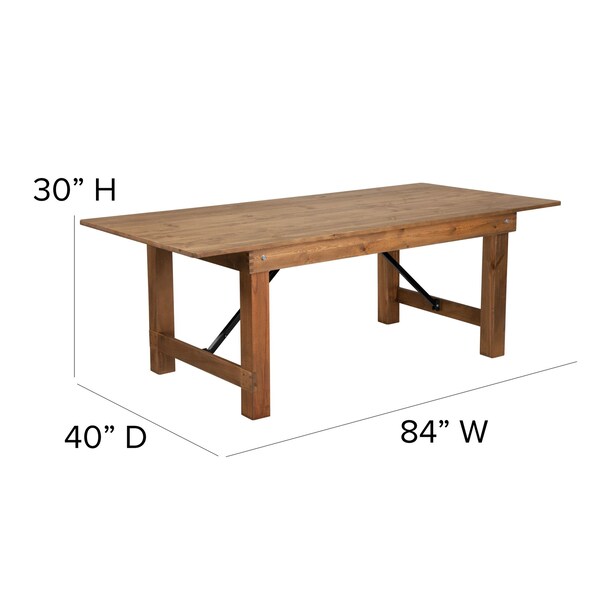 Flash Furniture Rectangle Antique Farm Table, 40" W, 84" L, 30" H, Wood Top, Wood Grain - XA-FARM-10-GG