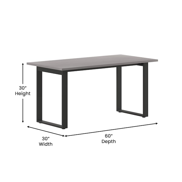 Flash Furniture Redmond 60x30 Conf Tbl w/1in. Thick Dbl Sided Laminate Tbl Top w/PVC and U-Frame Steel Bse, Gry Oak - MT-M6030-LTGRY-UBF-GG