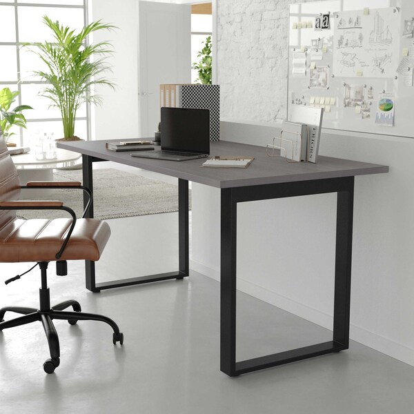 Flash Furniture Redmond 60x30 Conf Tbl w/1in. Thick Dbl Sided Laminate Tbl Top w/PVC and U-Frame Steel Bse, Gry Oak - MT-M6030-LTGRY-UBF-GG