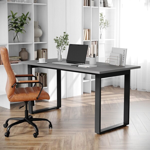 Flash Furniture Redmond 60x30 Conf Tbl w/1in. Thick Dbl Sided Laminate Tbl Top w/PVC and U-Frame Steel Bse, Gry Oak - MT-M6030-LTGRY-UBF-GG