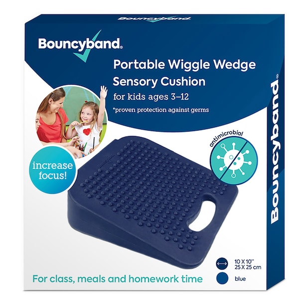 Bouncybands Antimicrobial Wiggle Wedge Sensory Cushion, 10in Square - WD10BU