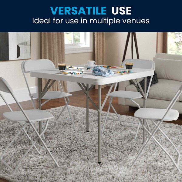 Flash Furniture 34.25 W, 34.25 L, 29.5 H, Metal, Plastic, Plastic: Polyethylene Top, Granite White - 5-DAD-YCZ-86-GG
