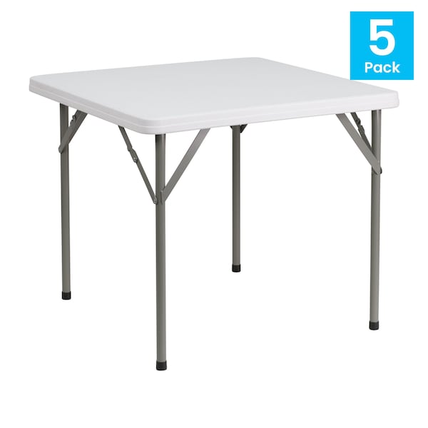 Flash Furniture 34.25 W, 34.25 L, 29.5 H, Metal, Plastic, Plastic: Polyethylene Top, Granite White - 5-DAD-YCZ-86-GG