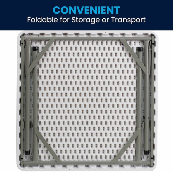 Flash Furniture 34.25 W, 34.25 L, 29.5 H, Metal, Plastic, Plastic: Polyethylene Top, Granite White - 5-DAD-YCZ-86-GG
