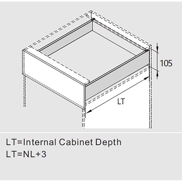 Dtc 22in Length x 3-1/2in Height Gray Full Extension Double Wall Drawer Side Set - HD11550A17X
