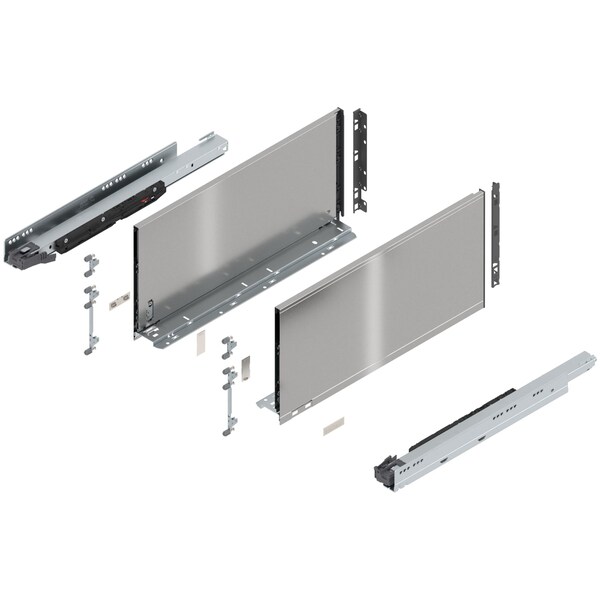 Blum 20in. F Height Legrabox Stainless Drawer Set, 170 Lbs Weight Rating - 773F50S0I