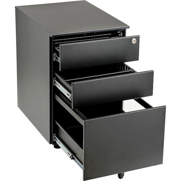 Global Industrial Pedestal, 15-1/2 in W, 23-1/2 in H, Steel Top, Black - 695450