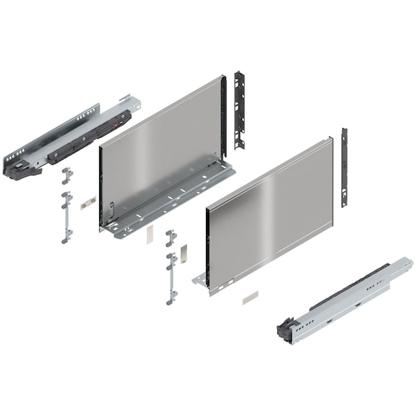 Blum 16in. F Height Legrabox Stainless Drawer Set, 125 Lbs Weight Rating - 770F40S0I