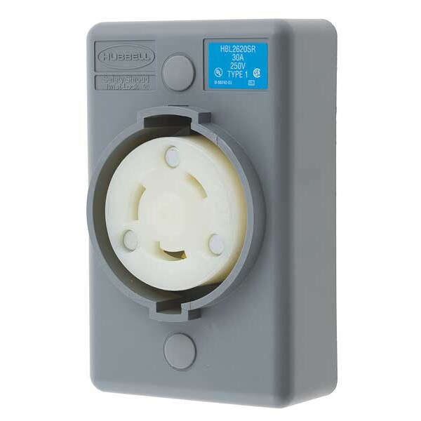 Receptáculo de Twist-Lock de 30A de Hubbell 2P 3W 250VAC L6-30R Gris - HBL2620SR