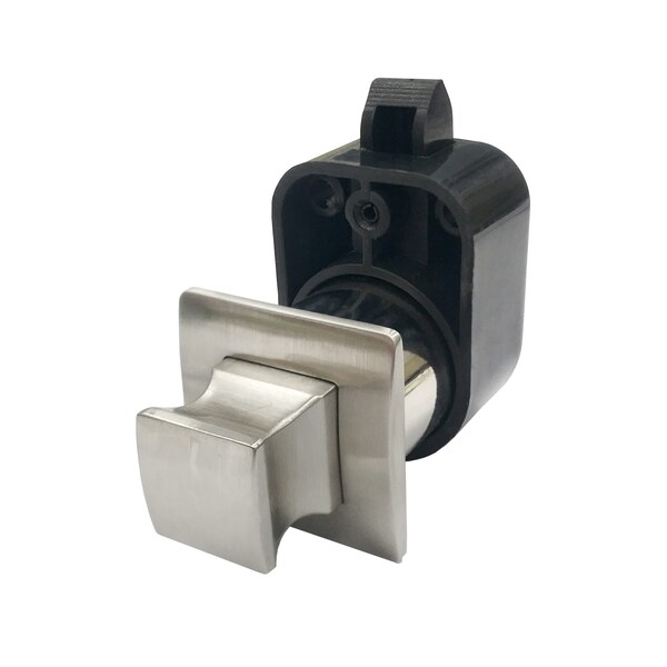 Richelieu 1 3/16-inch (30 mm) Square Push Knob with Latch, Nickel - 52003195