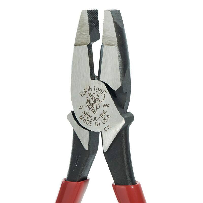 Pinzas de Liniero de Klein Tools, Corte Lateral de Servicio Pesado, Mango con Recubrimiento más Grueso, 9 Pulgadas - HD2000-9NE