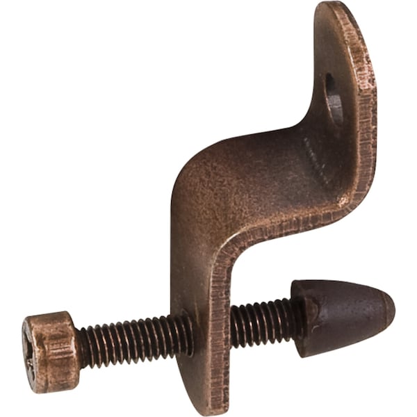 Hardware Resources 1-1/8"Height Antique Copper Glass Retainer Clip with 3/4" Adjustment Screw - 9454003