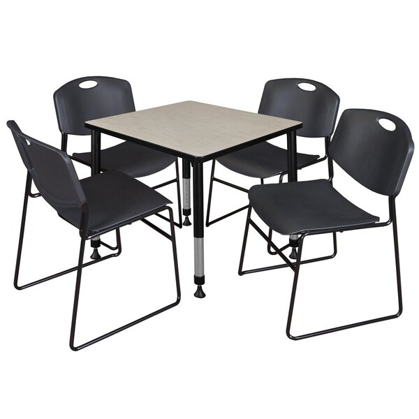 Regency Tables > Height Adjustable > Square Table & Chair Sets, 30 W, 30 L, 23-39 H, Maple - TB3030PLAPBK44BK