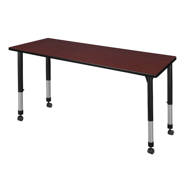 Regency Tables > Height Adjustable > Rectangular Mobile Tables, 66 W, 30 L, 23-34 H, Wood|Metal, Mahogany - MT6630MHAPCBK