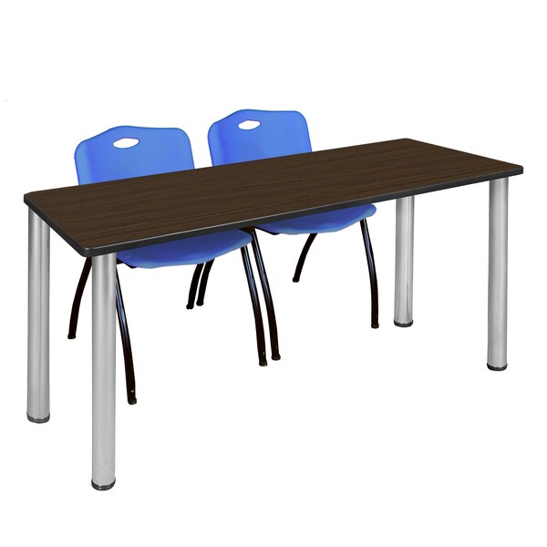 Regency Kee Training Table W/ 2 M Stack Chairs, 60 in W, 24 in L, Neo Walnut - MT6024NWBPCM47BE