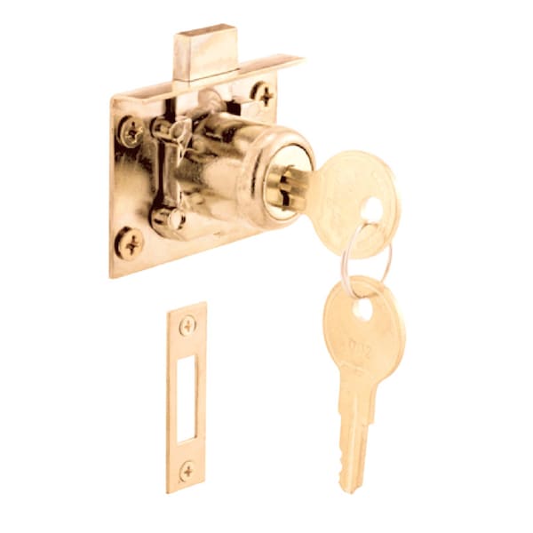 Prime-Line Prime-Line Bright Brass Gold Steel Cabinet/Drawer Lock - U10666