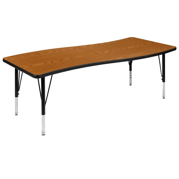 Flash Furniture Rectangle 26 W, 60 L, 25.25 H, Chrome, Laminate, Particleboard, Steel, Wood Grain - XU-A3060-CON-OAK-T-P-GG