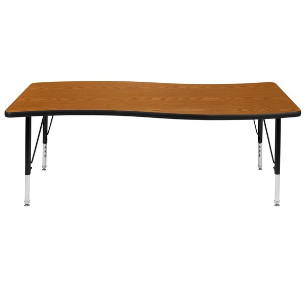 Flash Furniture Rectangle 26 W, 60 L, 25.25 H, Chrome, Laminate, Particleboard, Steel, Wood Grain - XU-A3060-CON-OAK-T-P-GG