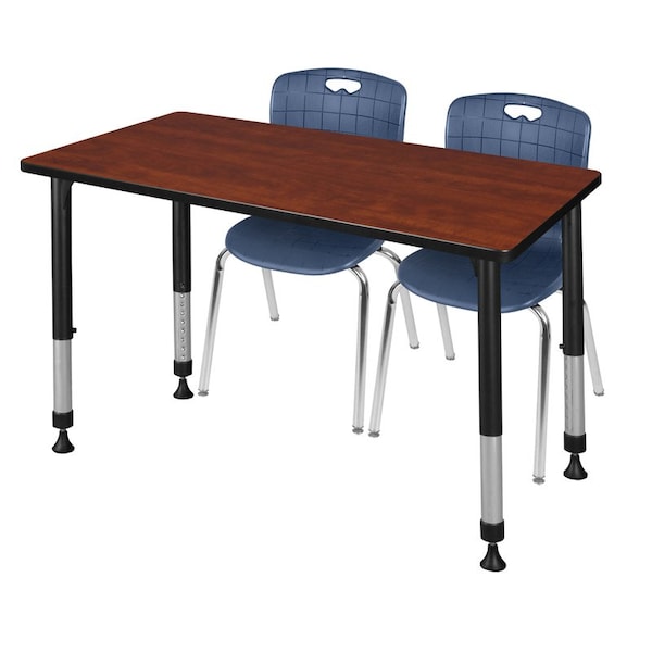 Regency Regency Kee 48 x 24 in. Adjustable Classroom Table- Cherry & 2 Andy 18 in. Stack Chairs- Blue - MT4824CHAPBK40NV