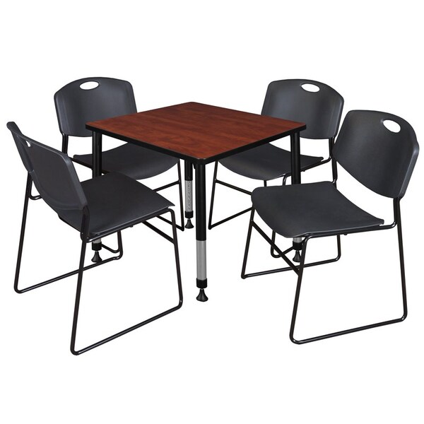 Regency Tables > Height Adjustable > Square Table & Chair Sets, 30 W, 30 L, 23-35 H, Cherry - TB3030CHAPBK44BK