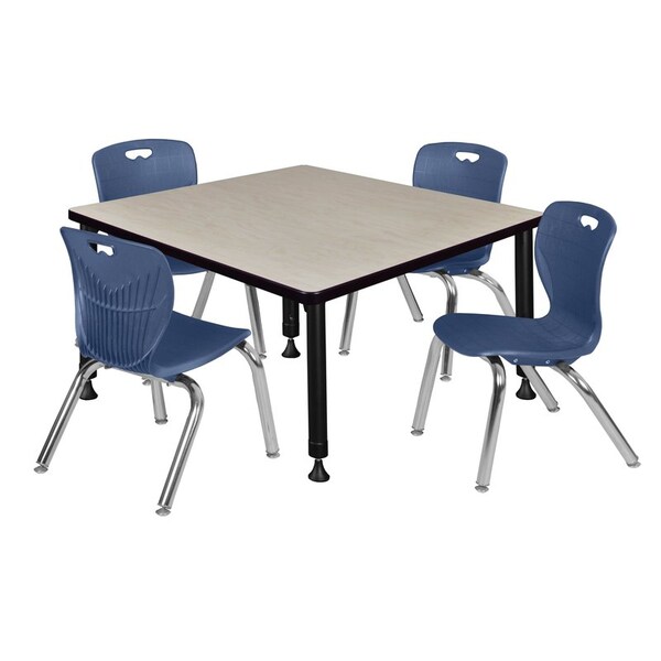 Regency Tables > Height Adjustable > Square Table & Chair Sets, 30 W, 30 L, 23-39 H, Maple - TB3636PLAPBK45NV