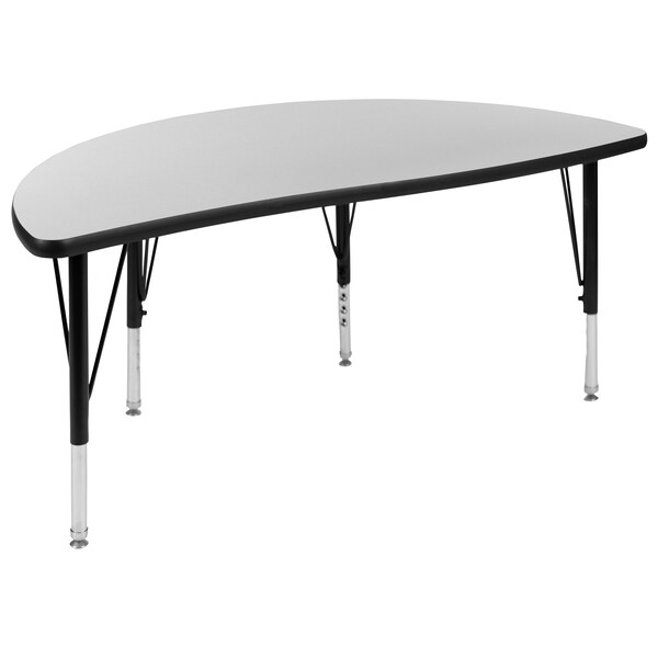 Flash Furniture 47.5" Circle Wave Grey Table Set-14" Stack Chairs - XU-GRP-14CH-A48-HCIRC-GY-T-P-GG