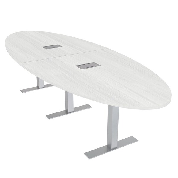 Skutchi Designs 45 in W, 144 in L, 29 in H, Engineered Wood Top, White - HAR-OVL-46X143-T-ELEC-WHCYPRESS