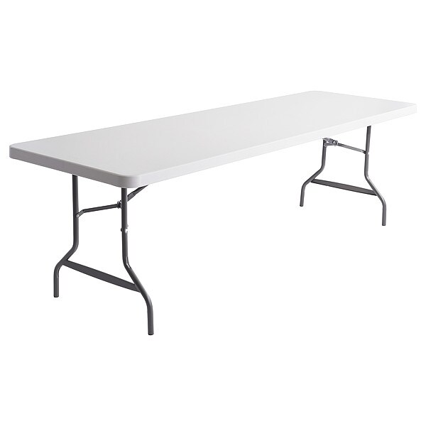 Alera Rectangle Folding Table, 96" W, 30" L, 29" H, Platinum Top, Blow-Molded High-Density Polyethylene - ALE65601