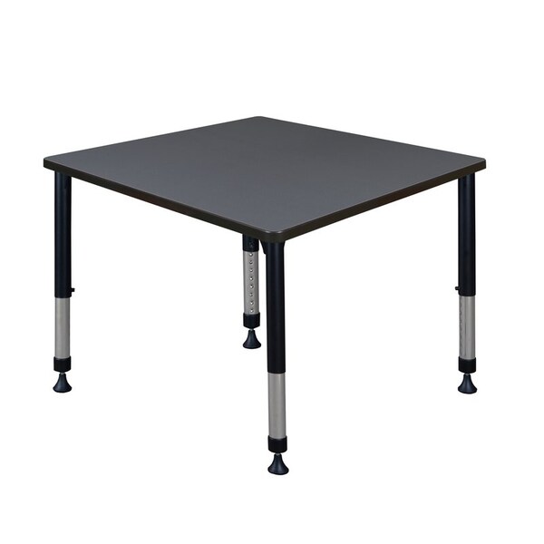 Kee Square Tables > Height Adjustable > Square Classroom Tables, 42 W, 42 L, 23-34 H, Wood|Metal, Gray - TB4242GYAPBK