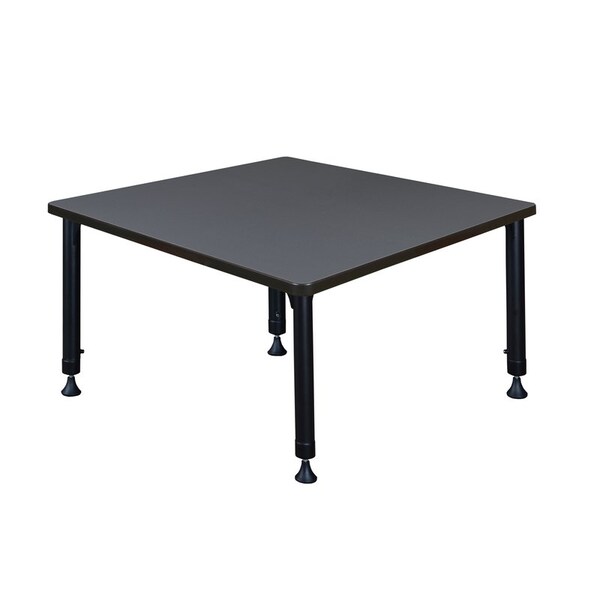 Kee Square Tables > Height Adjustable > Square Classroom Tables, 42 W, 42 L, 23-34 H, Wood|Metal, Gray - TB4242GYAPBK