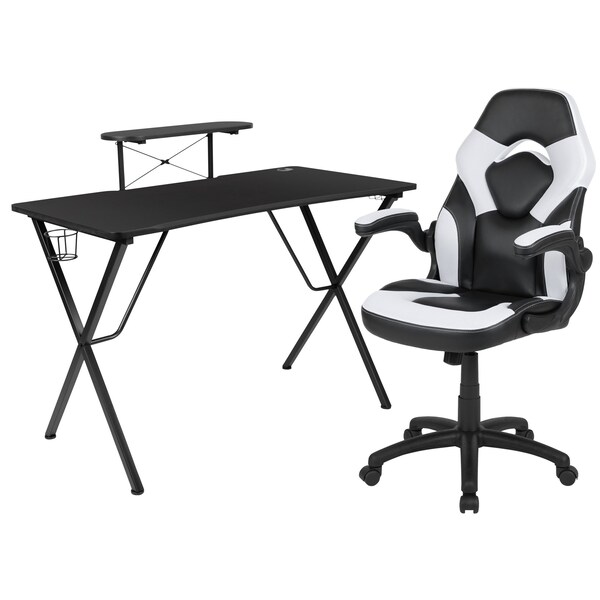 Flash Furniture Black Gaming Desk and Chair Set - BLN-X10RSG1031-WH-GG