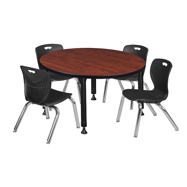 Regency Tables > Height Adjustable > Round Table & Chair Sets, 36 W, 36 L, 23-34 H, Cherry - TB36RNDCHAPBK45BK