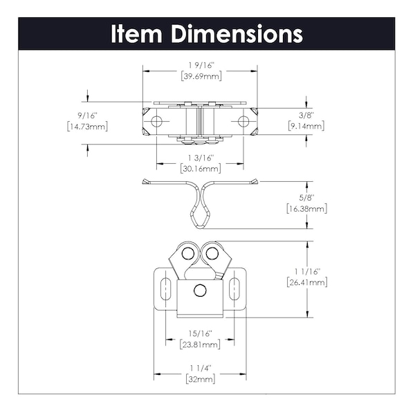 Hickory Hardware Catch 1-5/16 Inch Center to Center - P107-2C