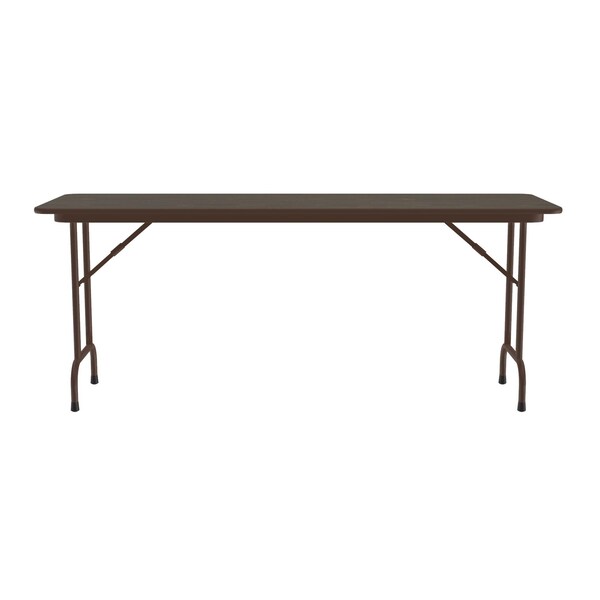 Correll Rectangle Commerical Folding Utility Table, 24" W, 72" L, 29" H, High Pressure Laminate Top, Walnut - CF2472PX-01