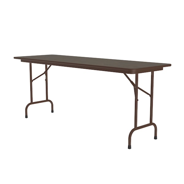 Correll Rectangle Commerical Folding Utility Table, 24" W, 72" L, 29" H, High Pressure Laminate Top, Walnut - CF2472PX-01