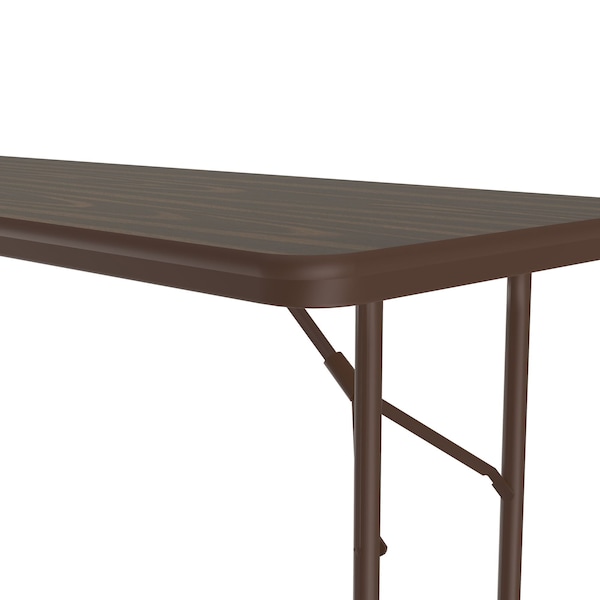 Correll Rectangle Commerical Folding Utility Table, 24" W, 72" L, 29" H, High Pressure Laminate Top, Walnut - CF2472PX-01
